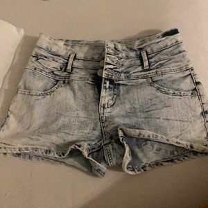 Acid wash shorts